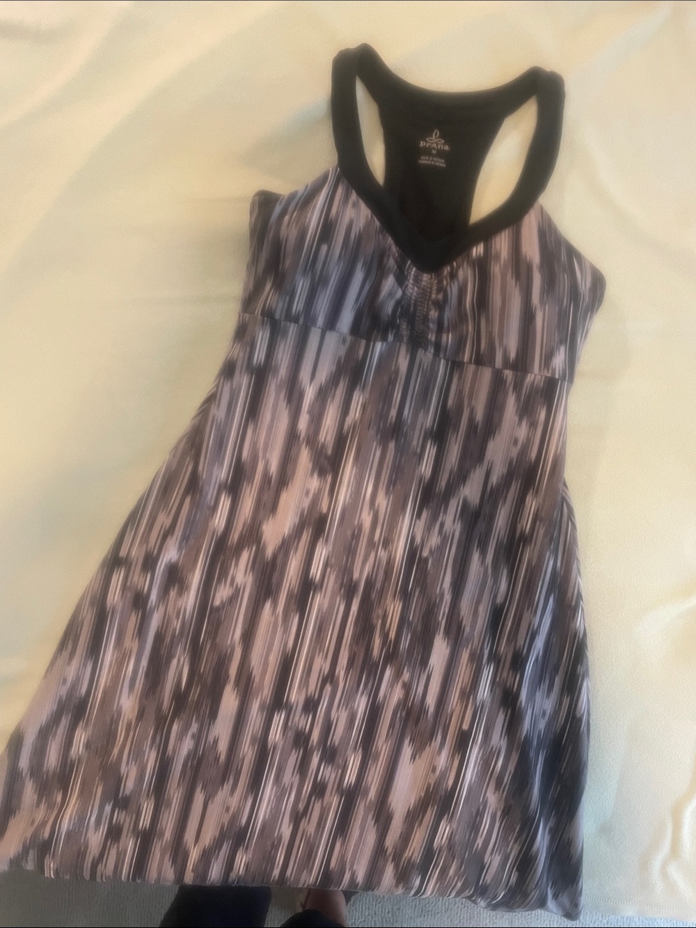 Prana Black and White Abstract Racerback Midi Dress